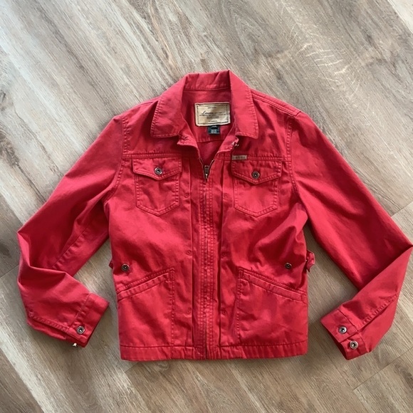 Lauren Ralph Lauren Women’s Red Trucker Jacket Size Petite Small - Picture 11 of 14